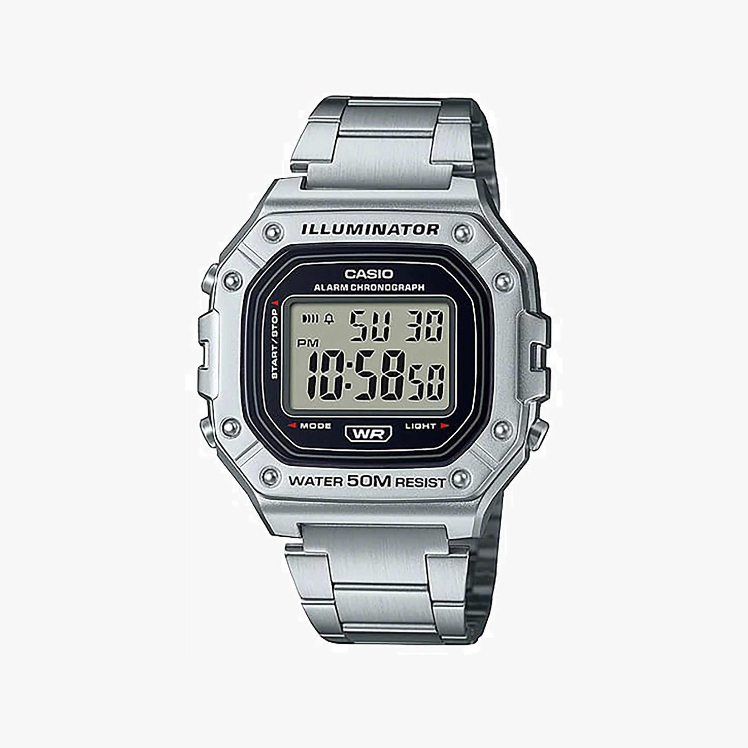 Casio Men's Silver Resin Stainless Steel Watch, Digital W