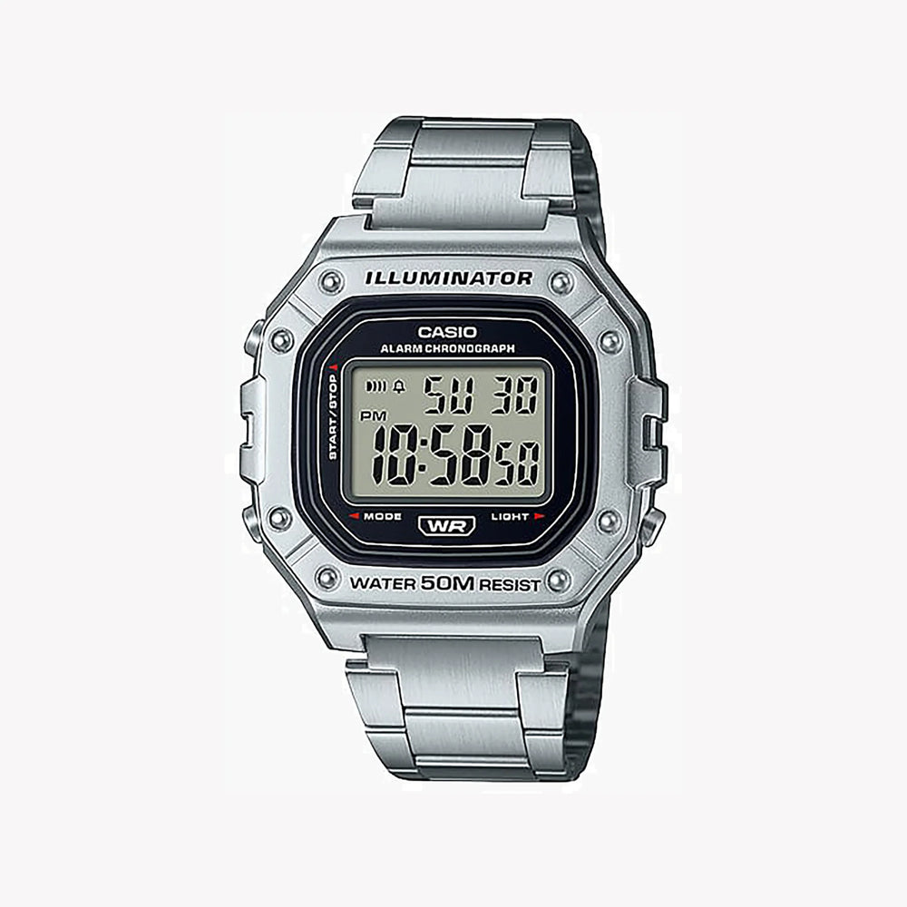 Casio Men's Silver Resin & Stainless Steel Watch, Digital | W-218hd-1av by i-watch