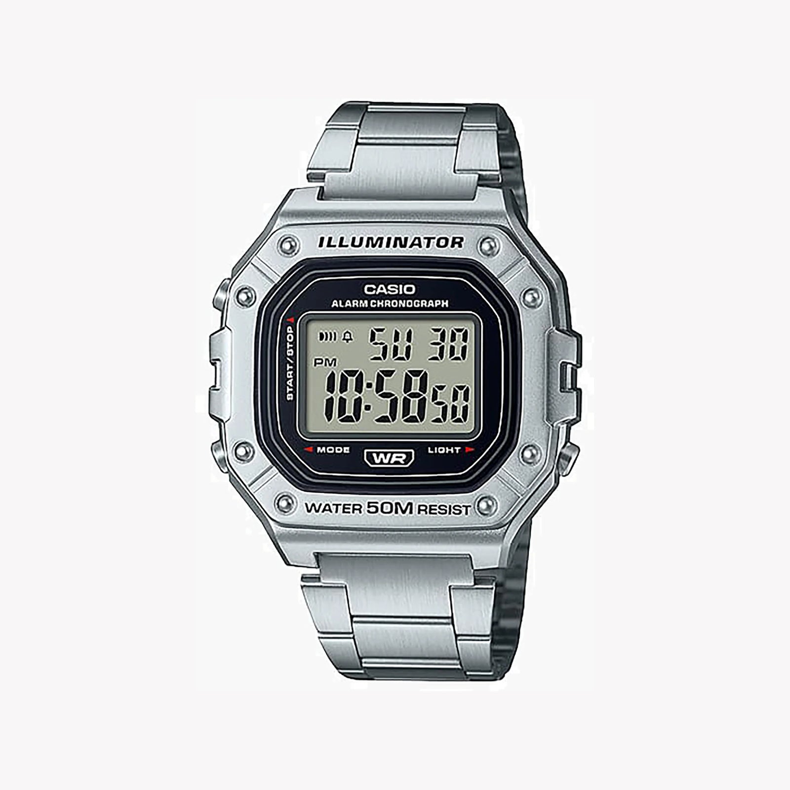 Casio Men's Silver Resin & Stainless Steel Watch, Digital | W-218hd-1av by i-watch