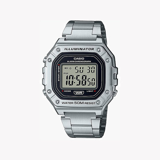 Casio W-218HD-1AV Digitale silberne Herrenuhr