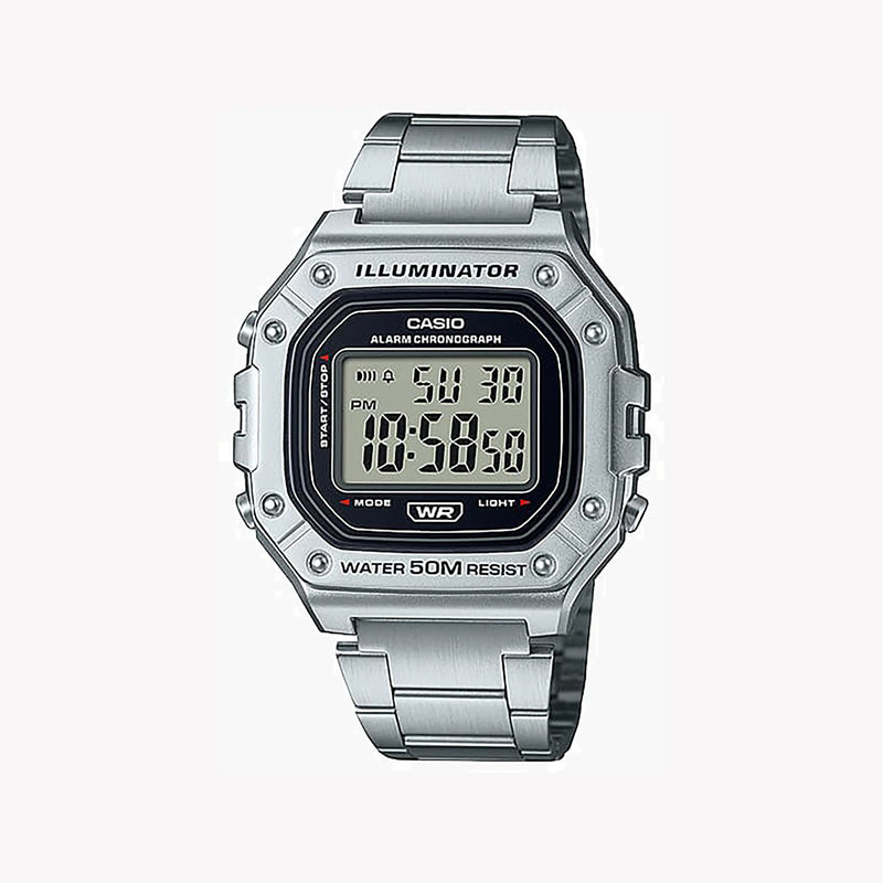 Casio Men's Silver Resin & Stainless Steel Watch, Digital | W-218hd-1av by i-watch