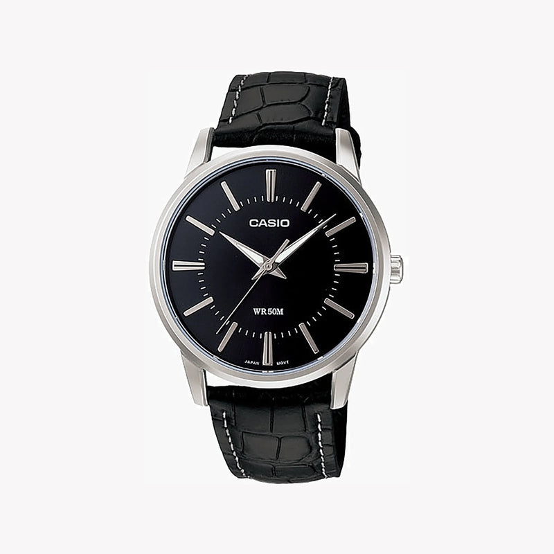 Casio Mtp-1303l-1avdf - Sporty Elegance Men's Watch With Black Dial & Leather Band by i-watch