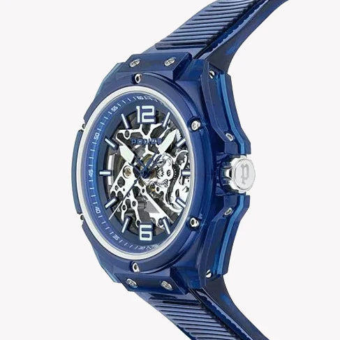 Police Men's Blue Rubber Watch, Silver Dial | P15924jpbl48p by i-watch