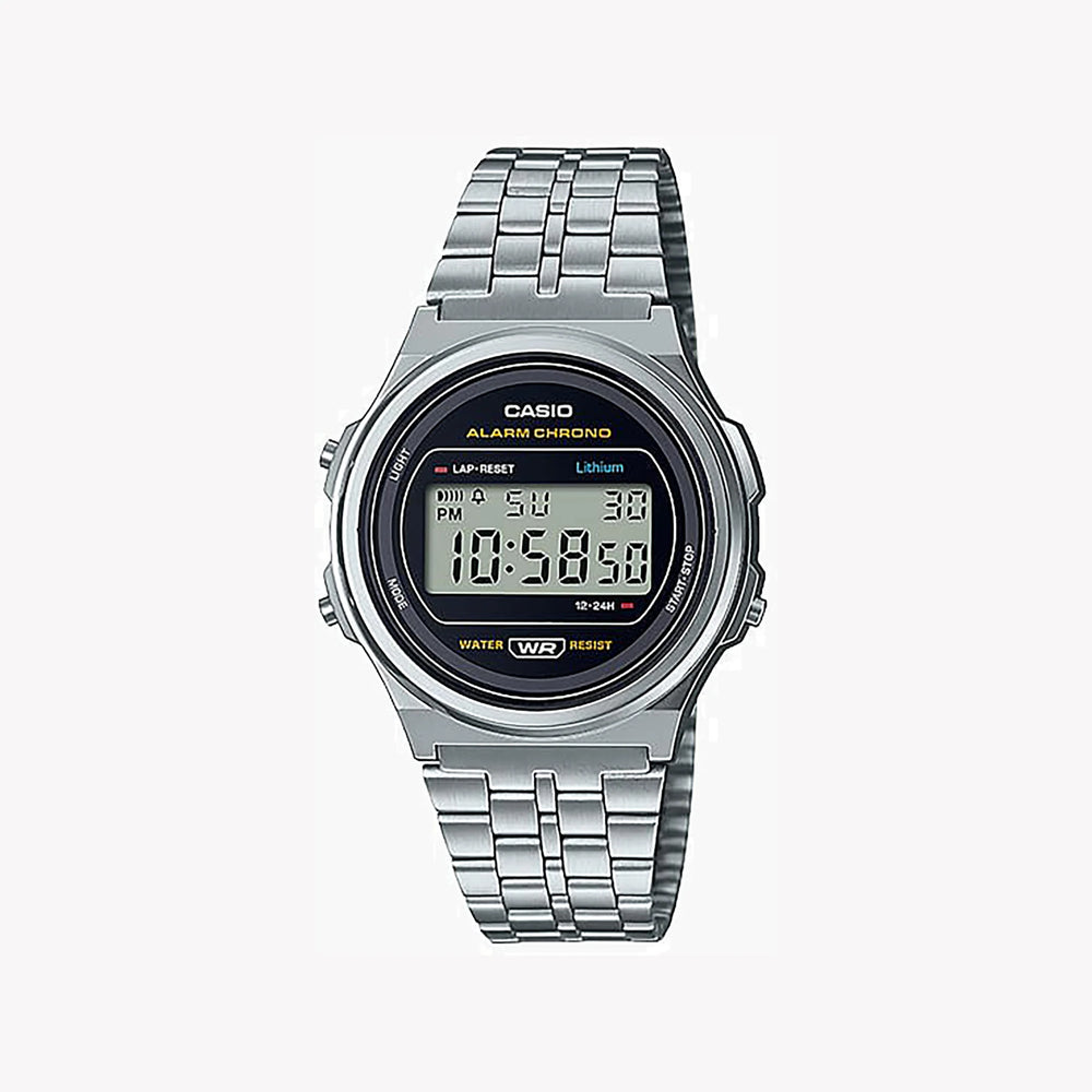Casio Men's Silver Digital Watch, Chrome Resin Case | A171we-1a by i-watch