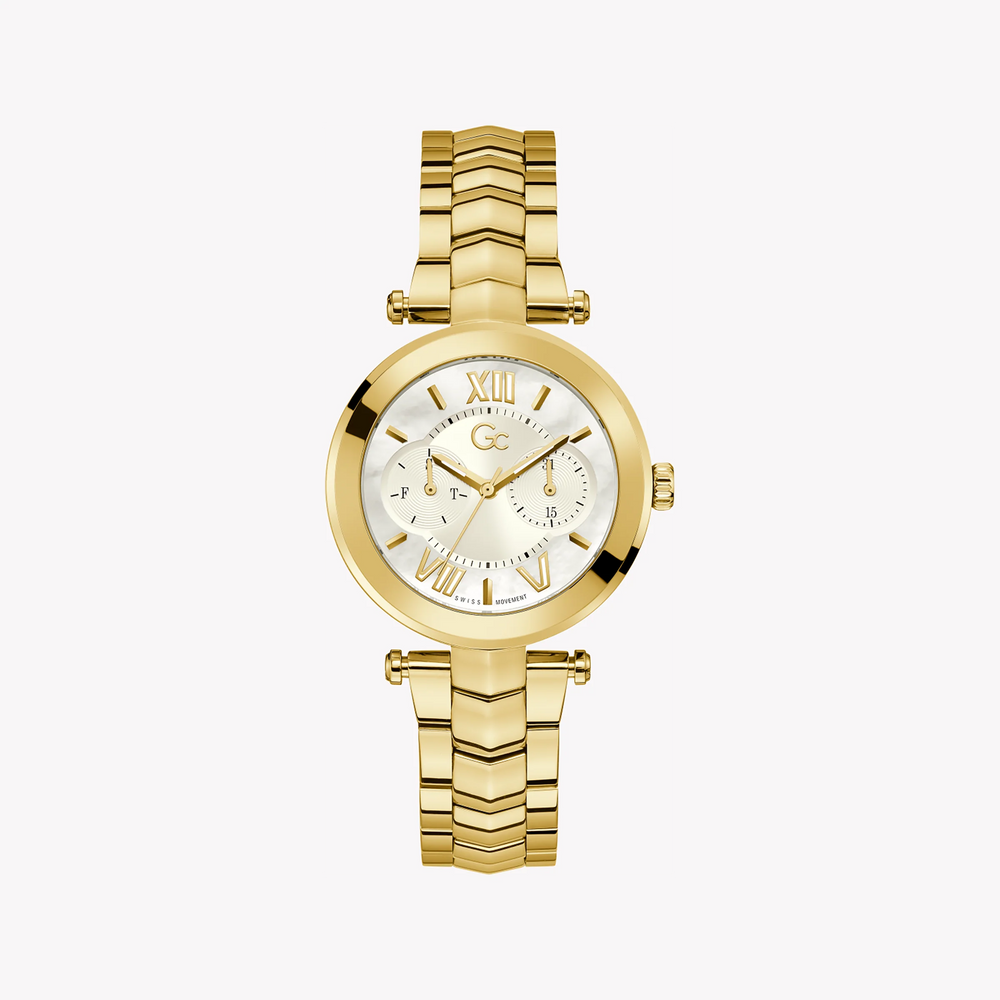 Guess Women's Gold Stainless Steel Watch, White Dial | Y92002l1mf by i-watch