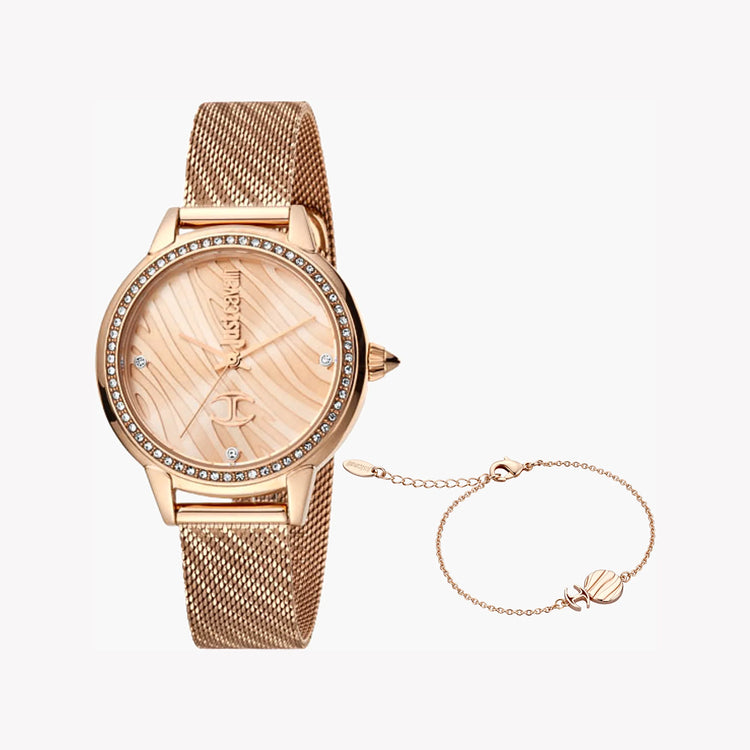 JUST CAVALLI Women's Watch with Rose Gold Stainless Steel Case and Rose Gold Stainless Steel Band