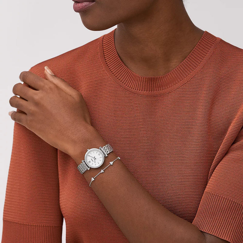 Fossil Women's Silver Stainless Steel Watch, White Dial | Es5315set by i-watch