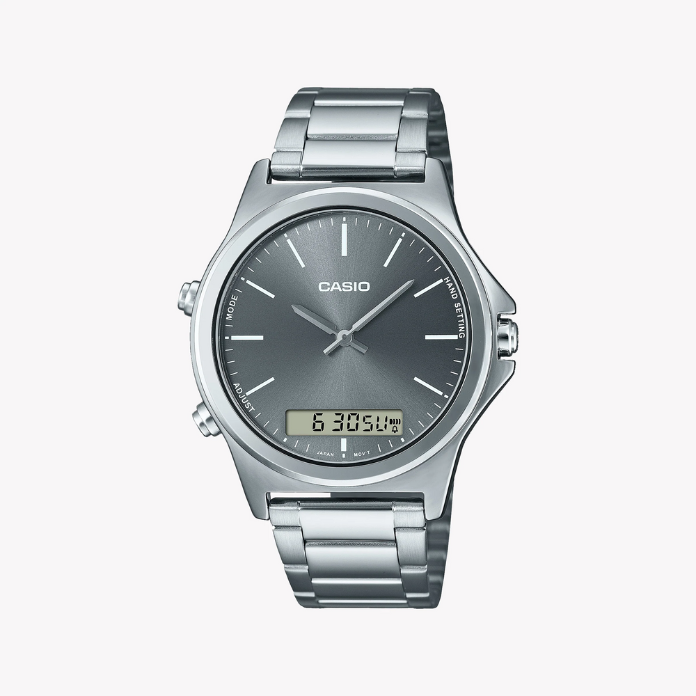 Casio Men's Silver Stainless Steel, Green Dial | Mtp-Vc01d-8eudf by i-watch