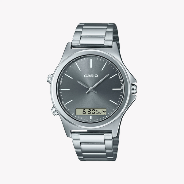 Casio Men's Silver Stainless Steel, Green Dial | Mtp-Vc01d-8eudf by i-watch