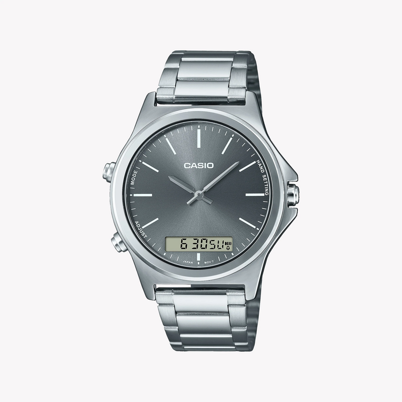 Casio Men's Silver Stainless Steel, Green Dial | Mtp-Vc01d-8eudf by i-watch
