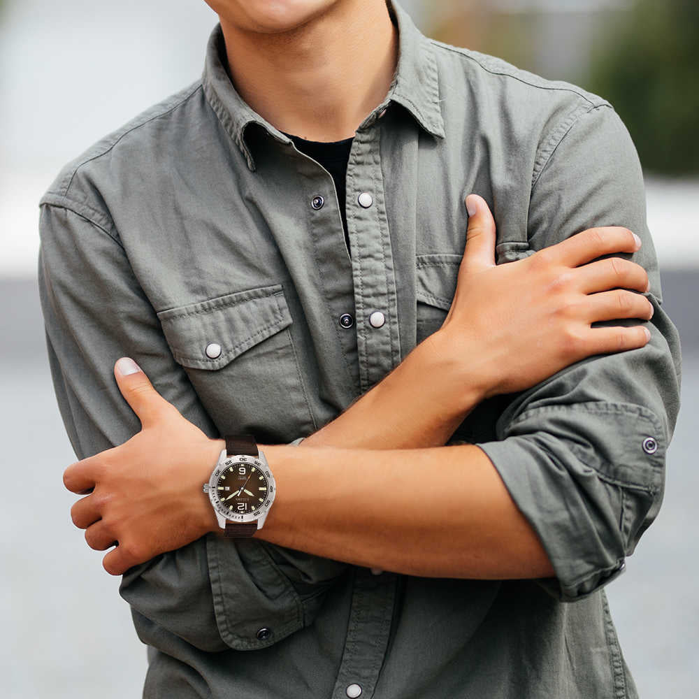 CITIZEN BI1041-14X Men's Stylish Adventure Watch - Rugged Elegance in Brown & Silver-i-Watch-2