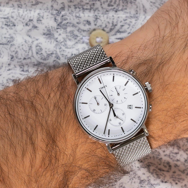 Timex Men's Silver Stainless Steel Watch, White Dial | Tw2r27100 by i-watch