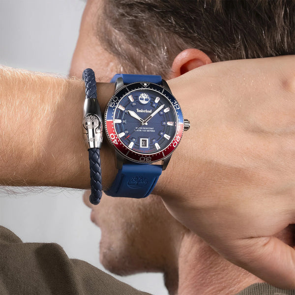 Timberland Men's Silver Stainless Steel Watch, Blue Dial | Tdwgn0041601 by i-watch