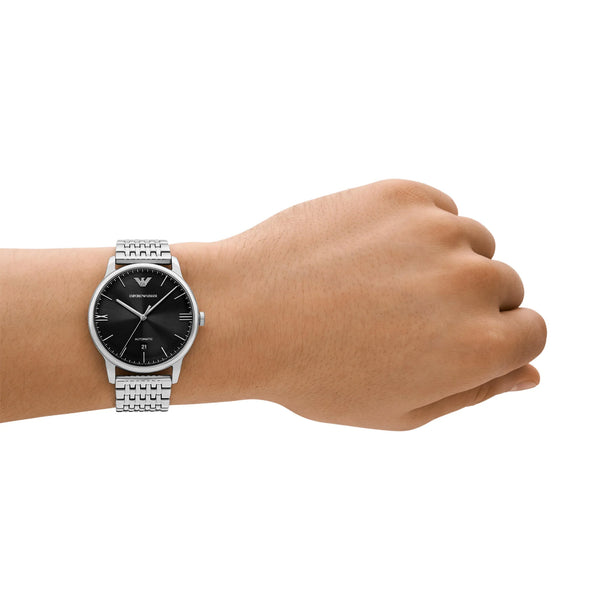 Emporio Armani Men's Silver Watch, Black Dial | Ar60081 by i-watch