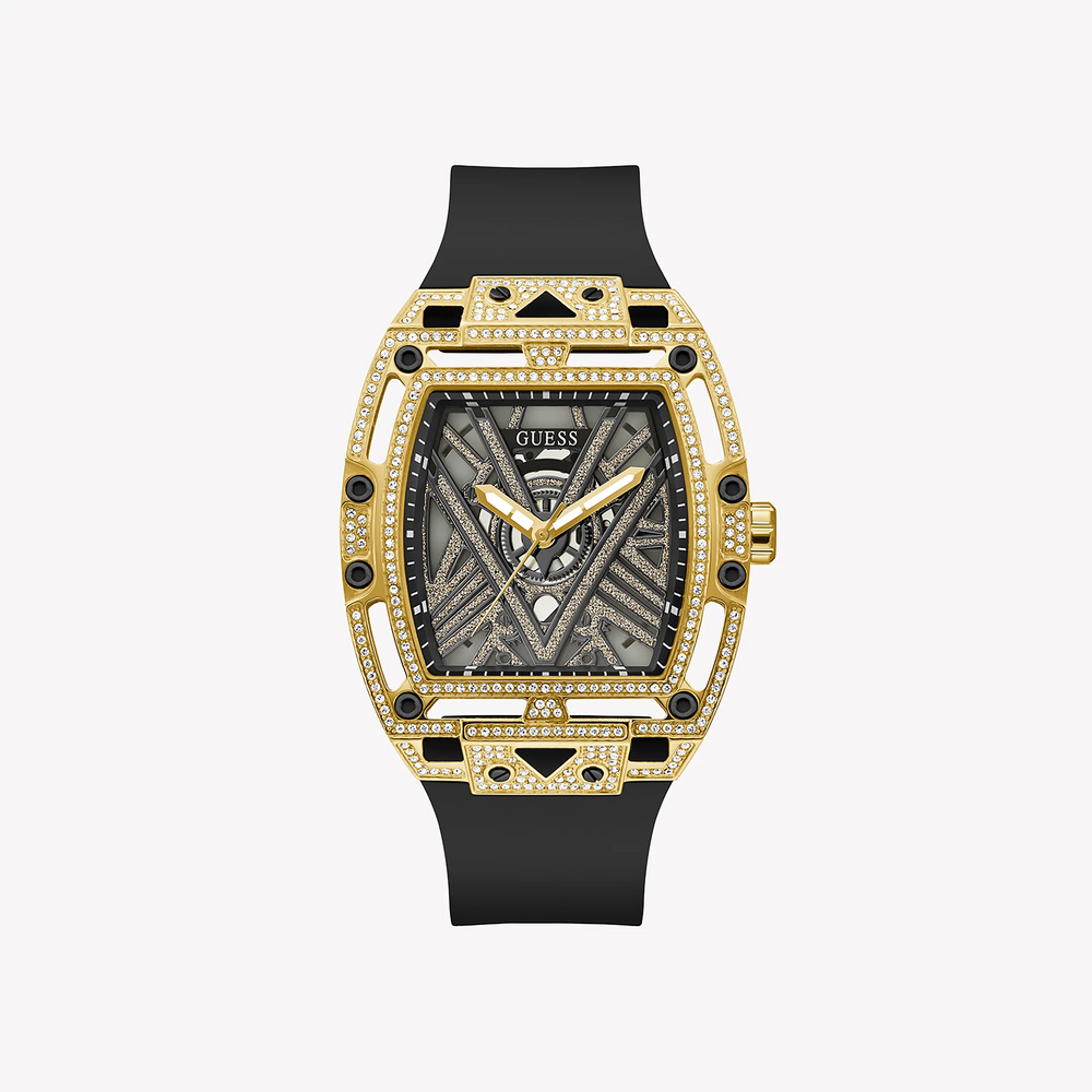 Guess Men's Gold Watch, Black Silicone Band | Gw0564g1 by i-watch