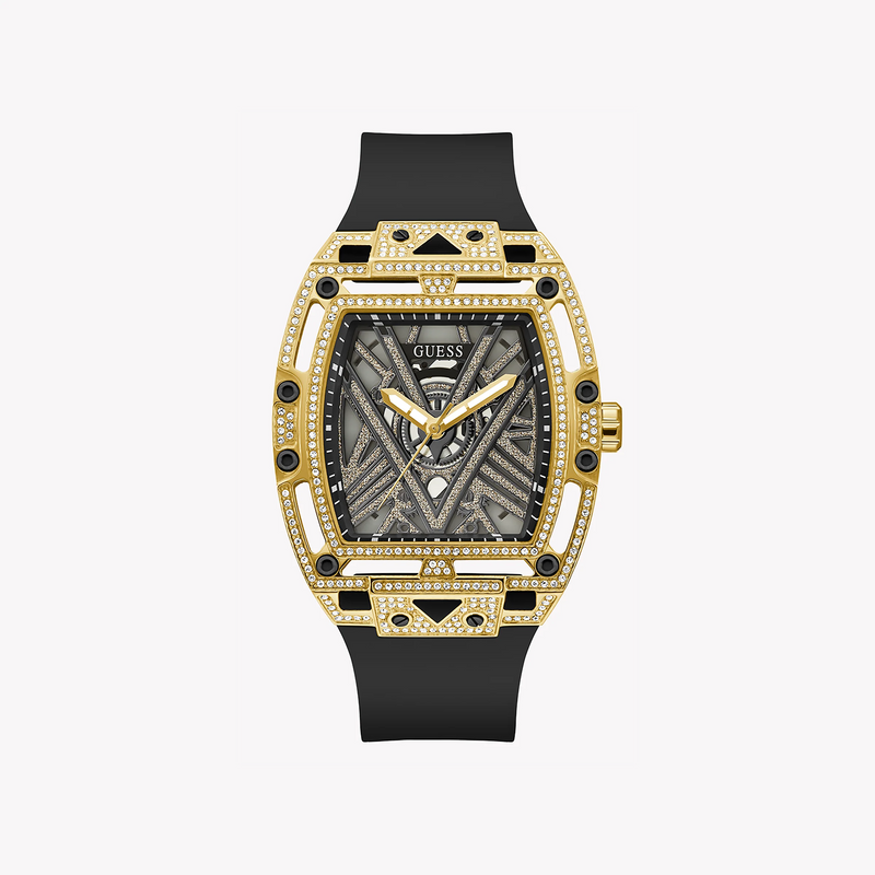 Guess Men's Gold Watch, Black Silicone Band | Gw0564g1 by i-watch