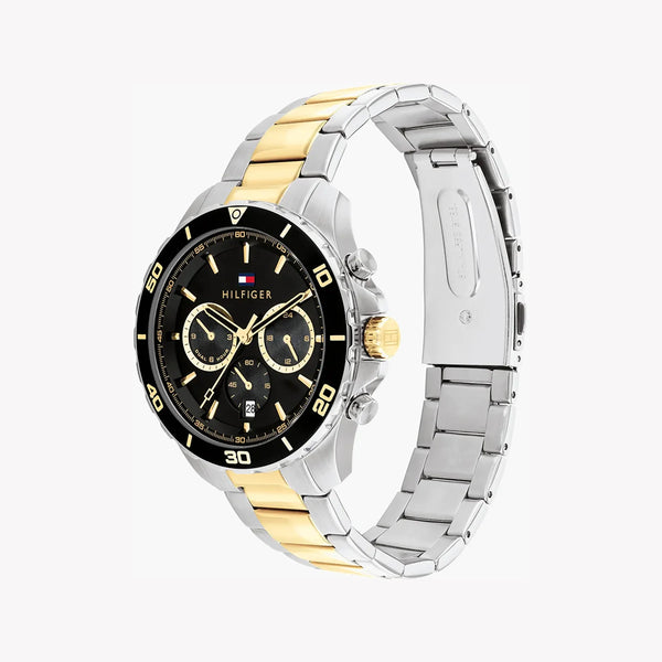Tommy Hilfiger Men's Black Stainless Steel Watch, Silver & Gold Band | 1692184 by i-watch