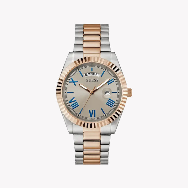Guess Men's Silver & Rose Gold Watch, Gray Dial | Gw0265g13 by i-watch