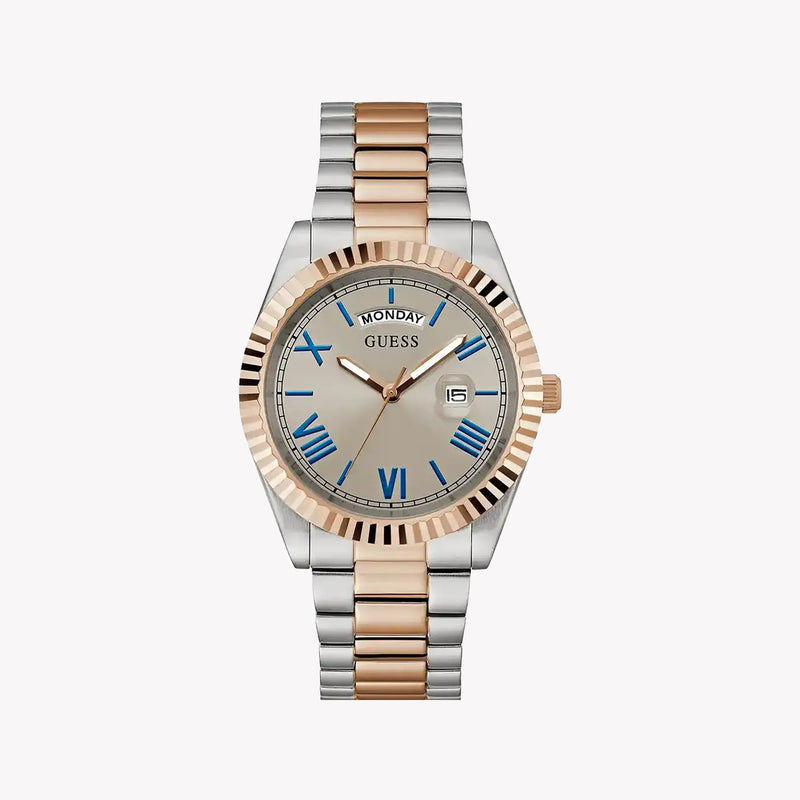 Guess Men's Silver & Rose Gold Watch, Gray Dial | Gw0265g13 by i-watch