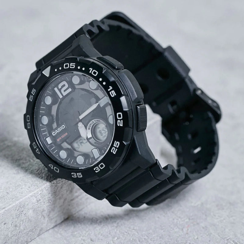 Casio Aeq-100w-1bvdf Bold Adventure - Men's Sporty Black Resin Watch With Multifunctional Features by i-watch