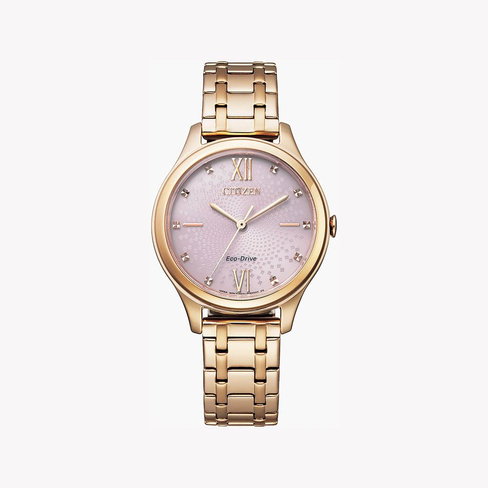 Citizen Women's Gold Watch, Pink Dial | Em0503-75x by i-watch