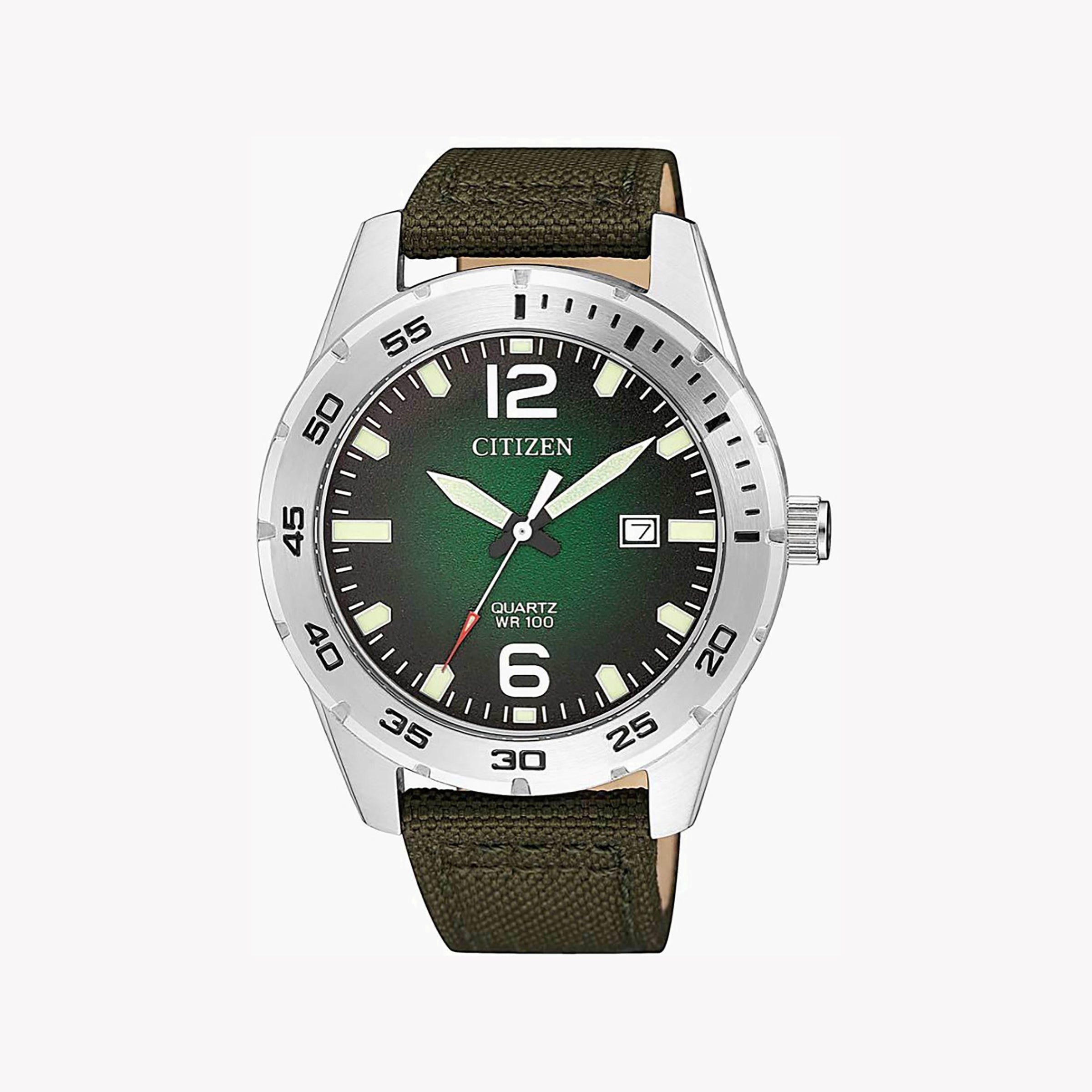 CITIZEN BI1041-06X - MODERN MAN'S STYLISH & FUNCTIONAL TIMEPIECE with Green Dial & Nylon Band