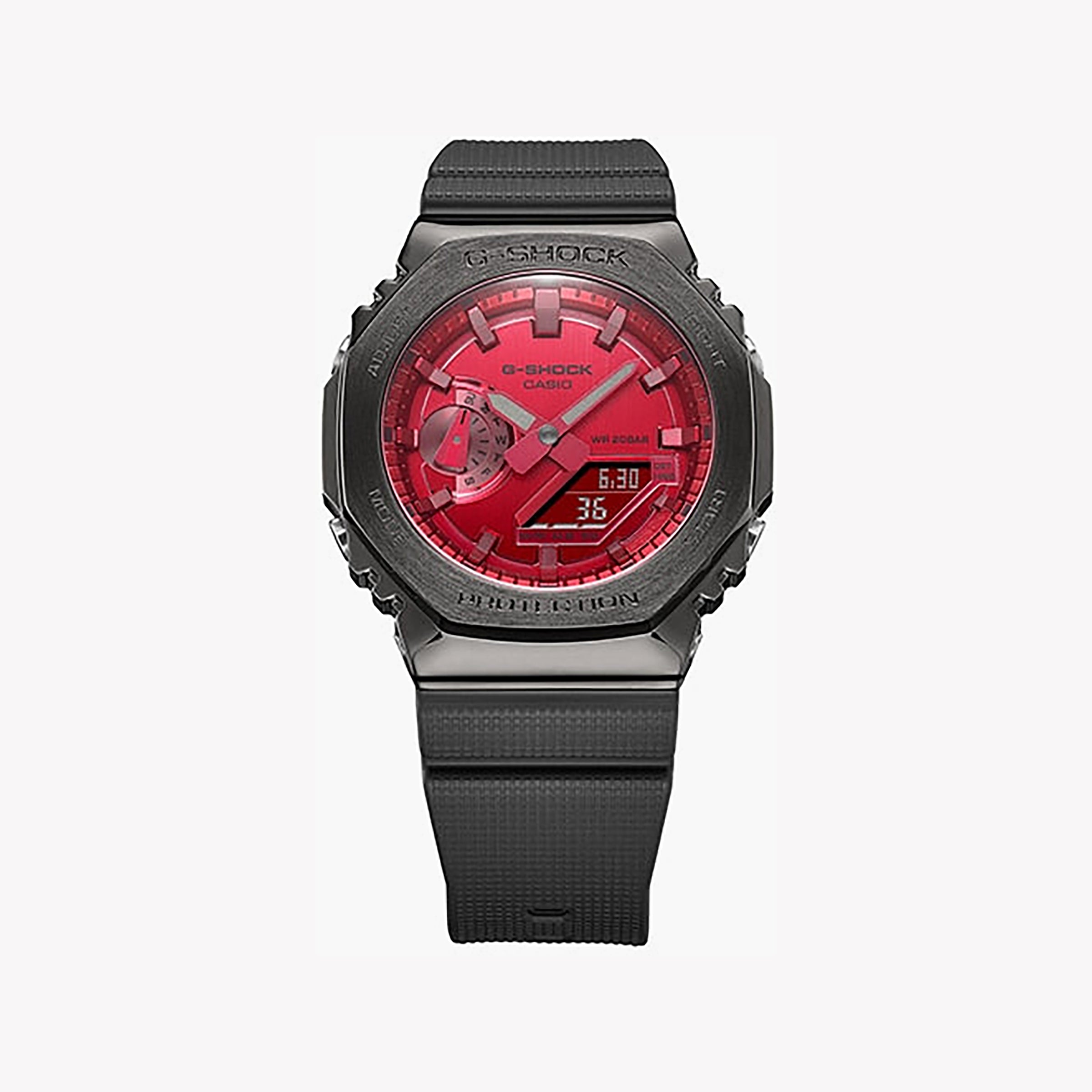 CASIO G-SHOCK GM-2100B-4ADR BOLD SPORTY ELEGANCE - MEN'S WATCH WITH GRAY RESIN BAND & RED DIAL