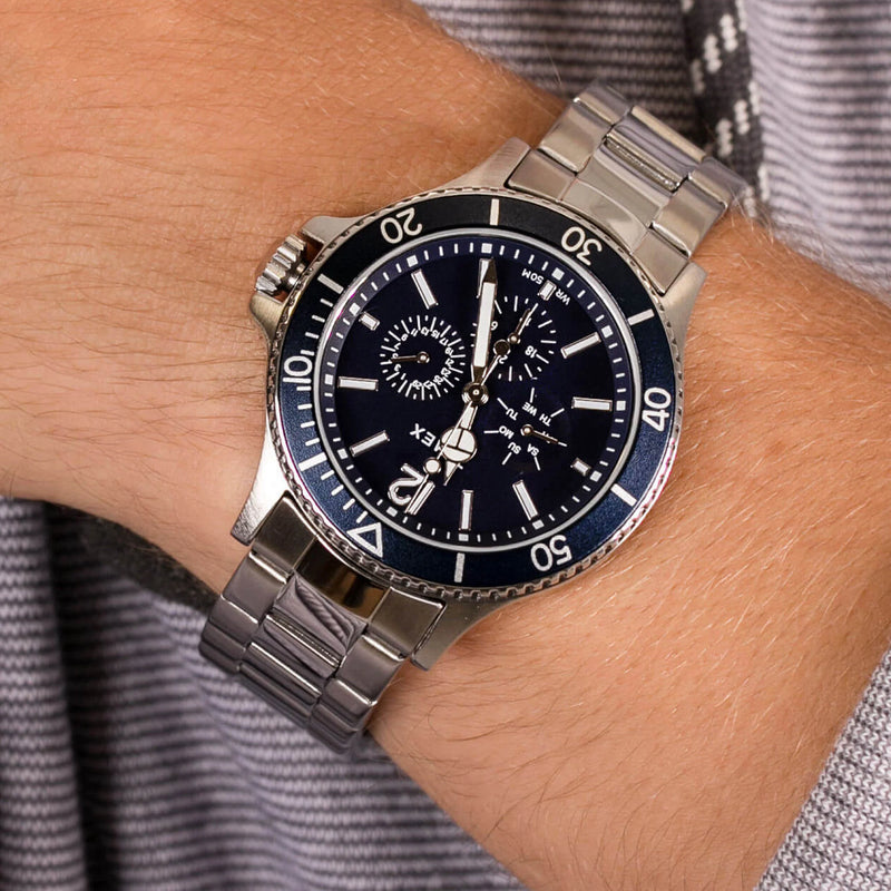 Timex Men's Silver Stainless Steel, Blue Dial | Tw2u13200 by i-watch