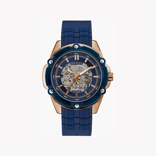 Guess Men's Rose Gold Watch, Blue Silicone Band | Gw0061g3 by i-watch