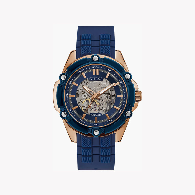 Guess Men's Rose Gold Watch, Blue Silicone Band | Gw0061g3 by i-watch