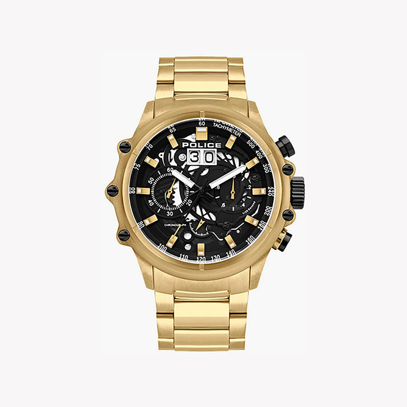Police Men's Gold Watch, Black Dial | Pl-16018jsg_02m by i-watch
