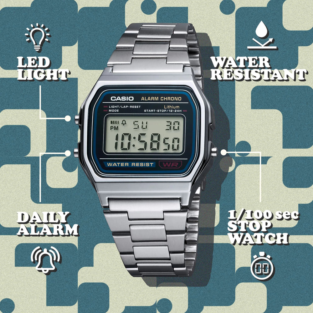 Casio Unisex Silver Stainless Steel Watch, Digital | A158w-1df-10 by i-watch
