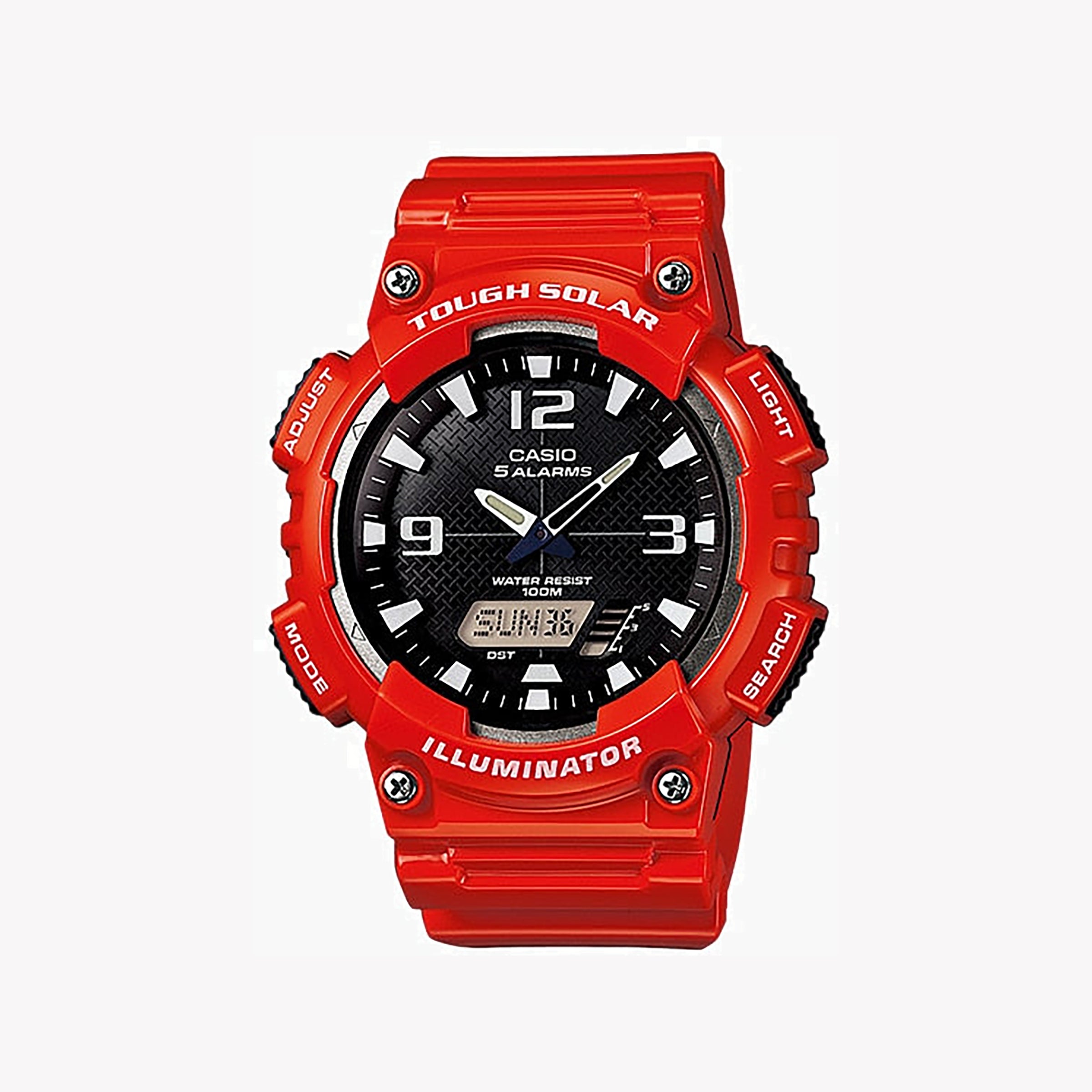 CASIO AQ-S810WC-4AVDF ADVENTURE-READY - VIBRANT RED & BLACK MEN'S SOLAR DIGITAL-ANALOG WATCH