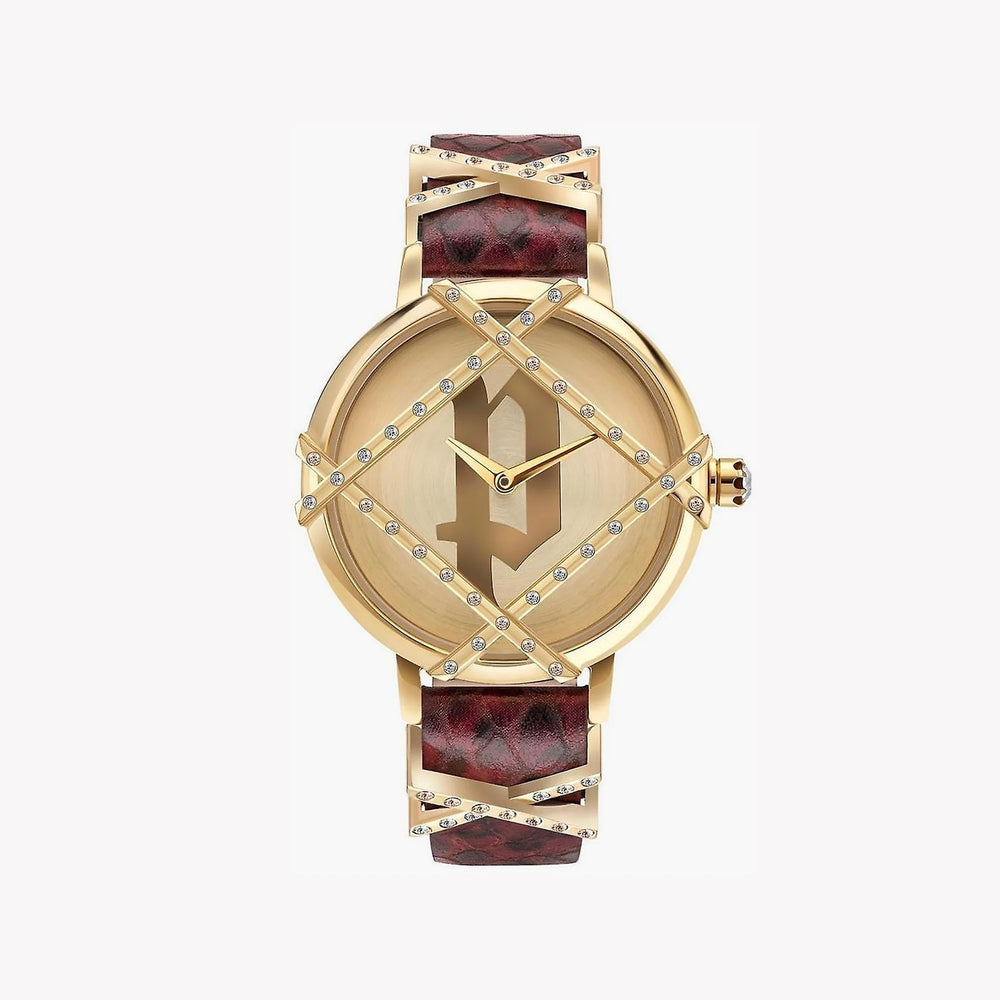 Police Women's Gold Stainless Steel, Red Leather | Pl-16068bsg_22 by i-watch