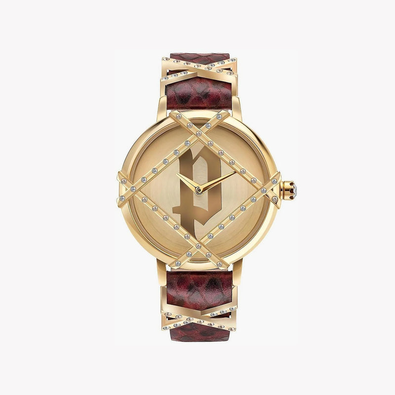 Police Women's Gold Stainless Steel, Red Leather | Pl-16068bsg_22 by i-watch