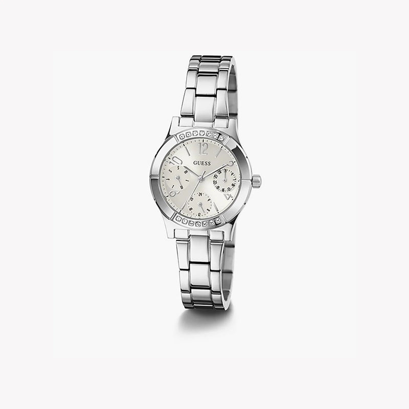 Guess Women's Silver Stainless Steel Watch, White Dial | Gw0413l1 by i-watch