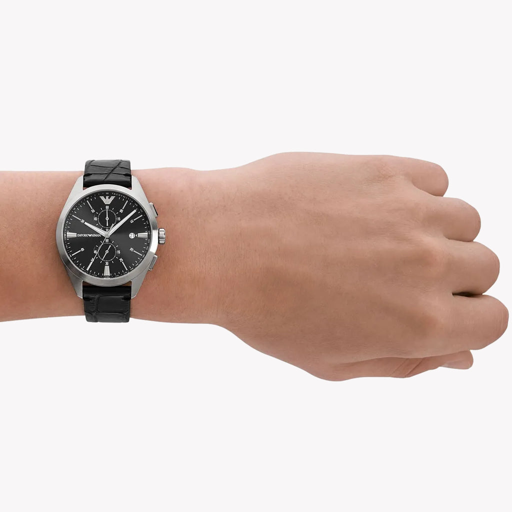 EMPORIO ARMANI AR11542 - MODERN MAN'S STYLISH TIMEPIECE WITH BLACK DIAL & LEATHER BAND-i-Watch-4