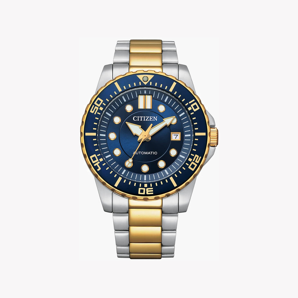 CITIZEN NJ0174-82L - STRIKING BLUE DIAL MEN'S AUTOMATIC WATCH WITH STAINLESS STEEL & GOLD BAND