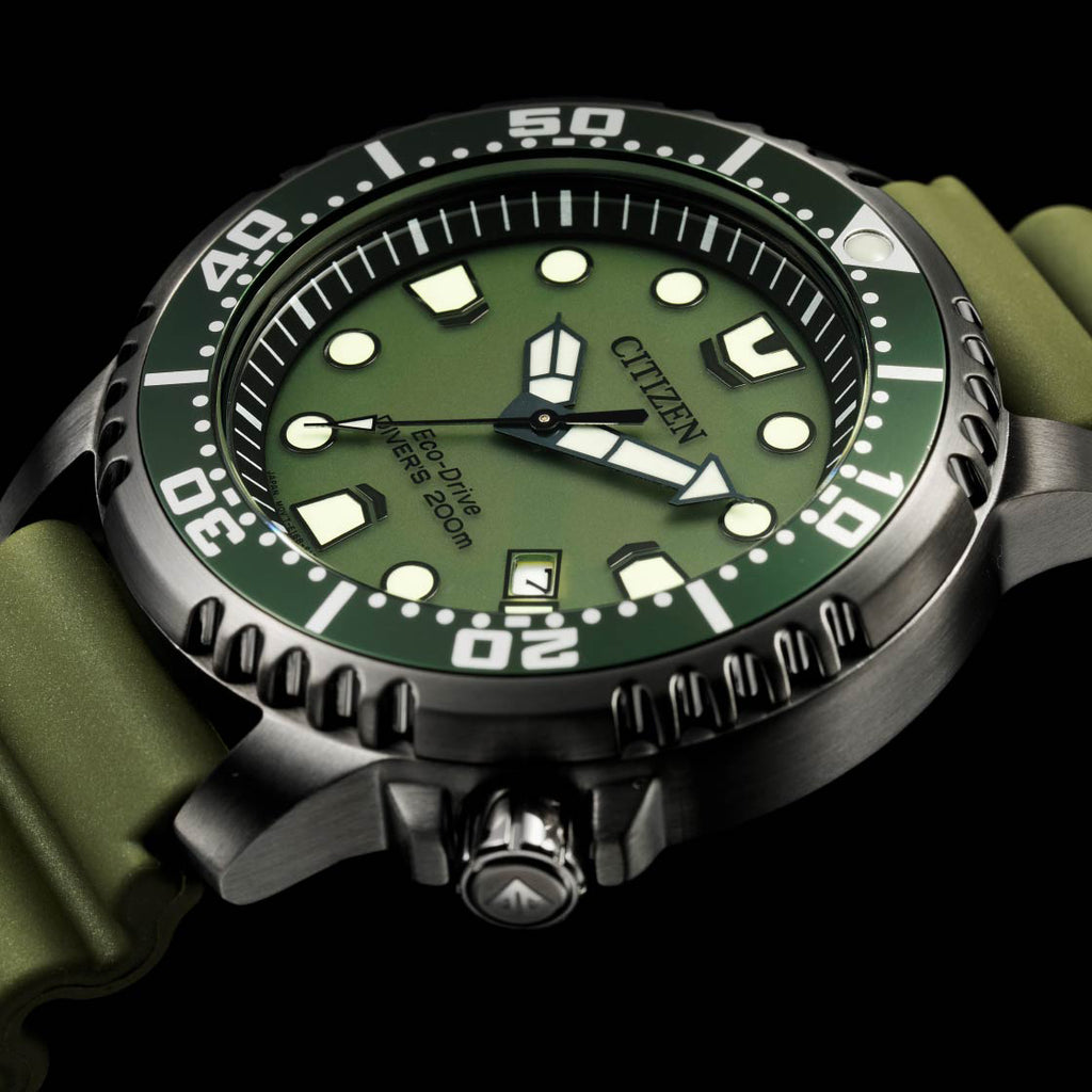 CITIZEN BN0157-11X BOLD PERFORMANCE - VIBRANT GREEN MEN'S DIVER WATCH WITH 20 ATM WATER RESISTANCE-i-Watch-5