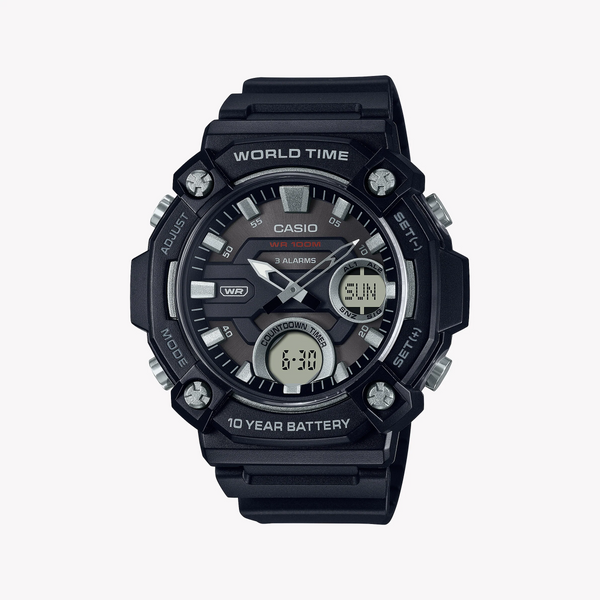 Casio Aeq-120w-1avdf Black Rugged Sport - Functionality Meets Style Men's Watch With Black Resin BAnd and Dial by i-watch