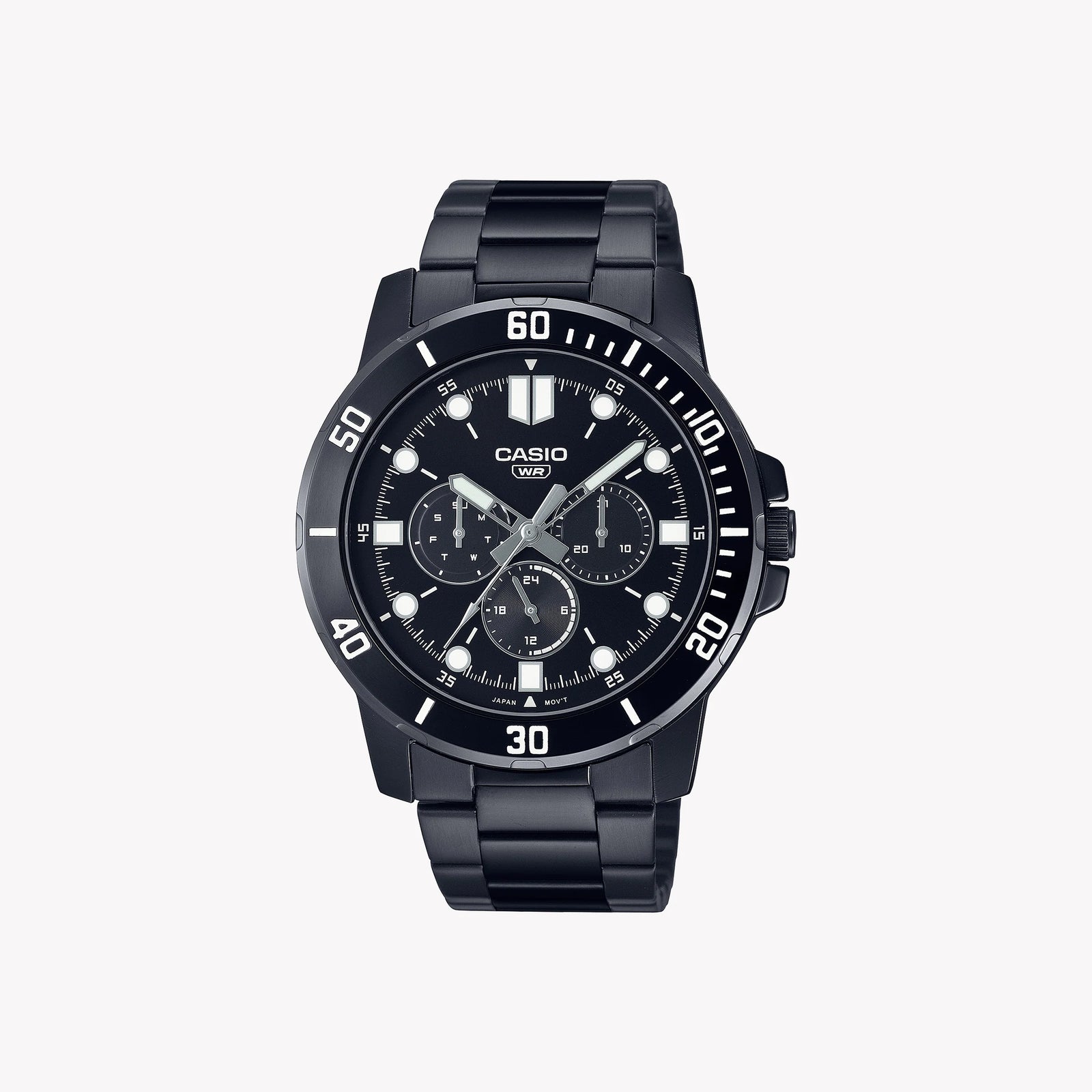 Casio Men's Black Stainless Steel Watch, Black Dial | Mtp-Vd300b-1e by i-watch
