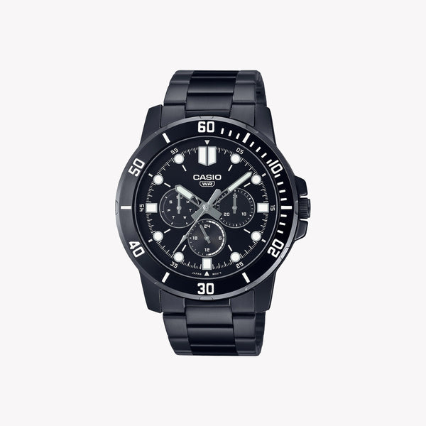 Casio Men's Black Stainless Steel Watch, Black Dial | Mtp-Vd300b-1e by i-watch