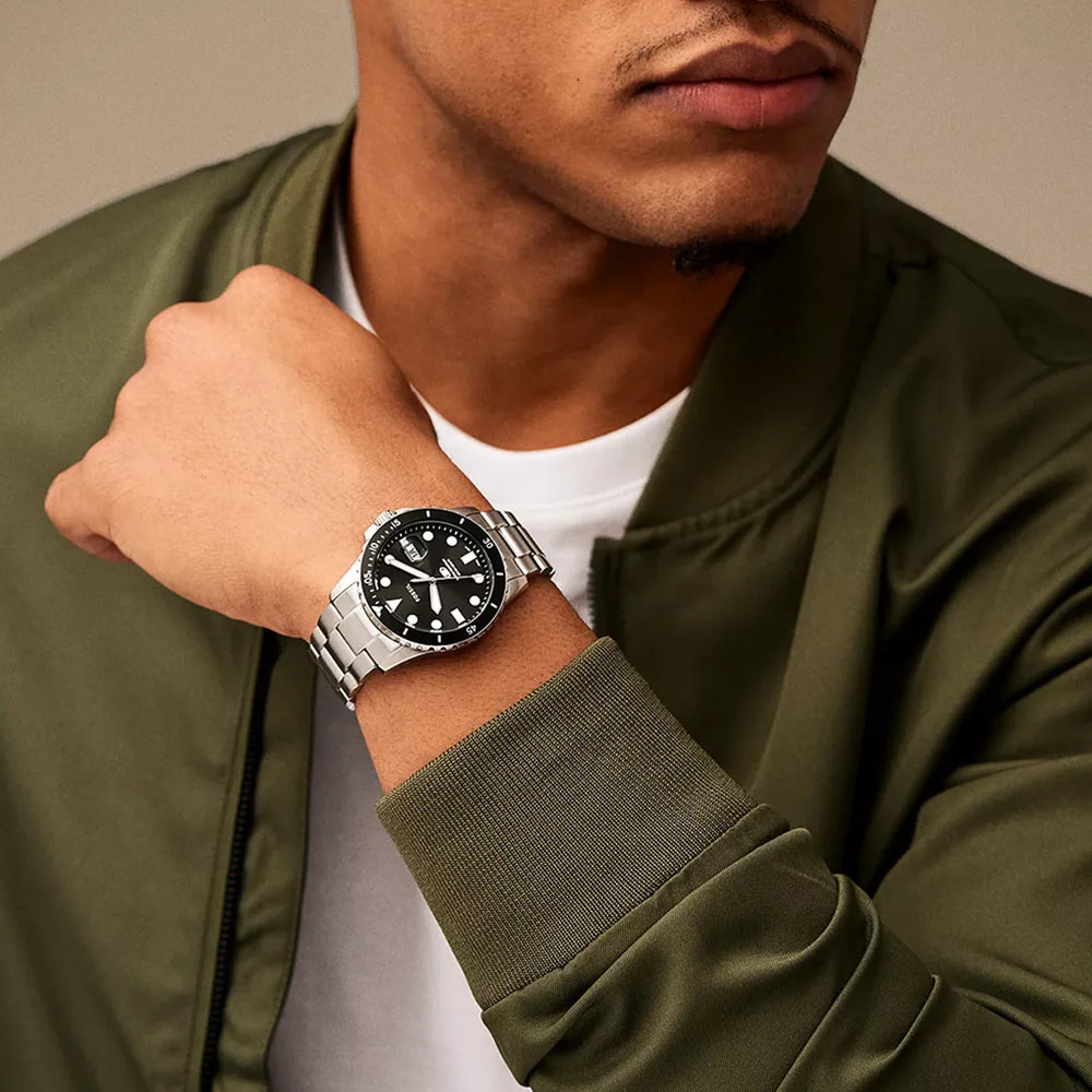 Fossil Men's Silver Watch, Black Dial | Fs6032 by i-watch