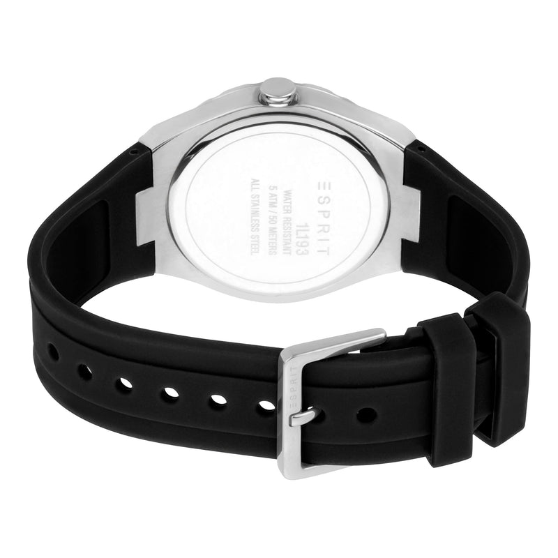 Esprit Women's Watch With Silver Stainless Steel Case And Black Rubber Band by i-watch