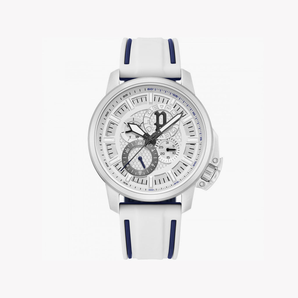 POLICE PEWJQ0005105 TIMELESS ELEGANCE - MODERN GENTLEMAN'S QUARTZ WATCH WITH WHITE SILICONE BAND