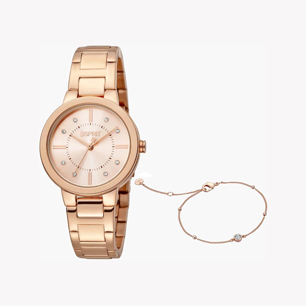 ESPRIT Women's Watch with Rose Gold Stainless Steel Case and Rose Gold Stainless Steel Band
