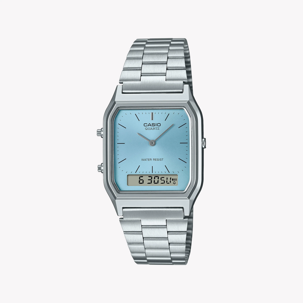 Casio Aq-230a-2a1mqydf - Elegant Adventurer Unisex Watch With Sleek Blue Dial And Stainless Steel Band by i-watch