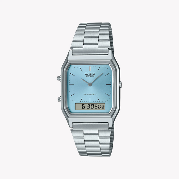 Casio Aq-230a-2a1mqydf - Elegant Adventurer Unisex Watch With Sleek Blue Dial And Stainless Steel Band by i-watch