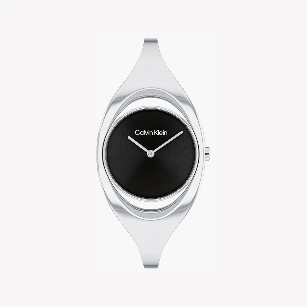 Calvin Klein Women's Silver Stainless Steel Watch, Black Dial | 25200392 by i-watch