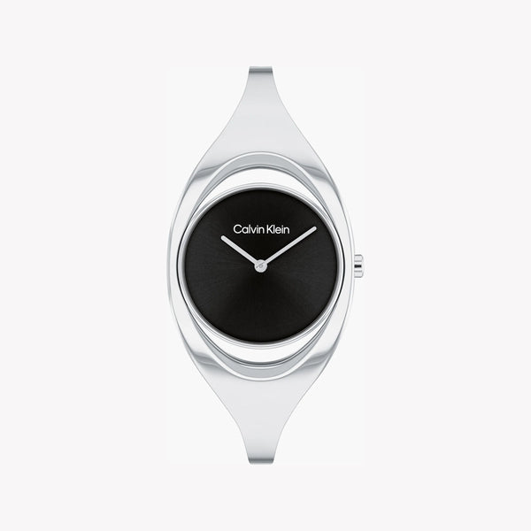 Calvin Klein Women's Silver Stainless Steel Watch, Black Dial | 25200392 by i-watch